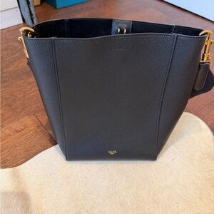 Celine Black Leather Shoulder Bag